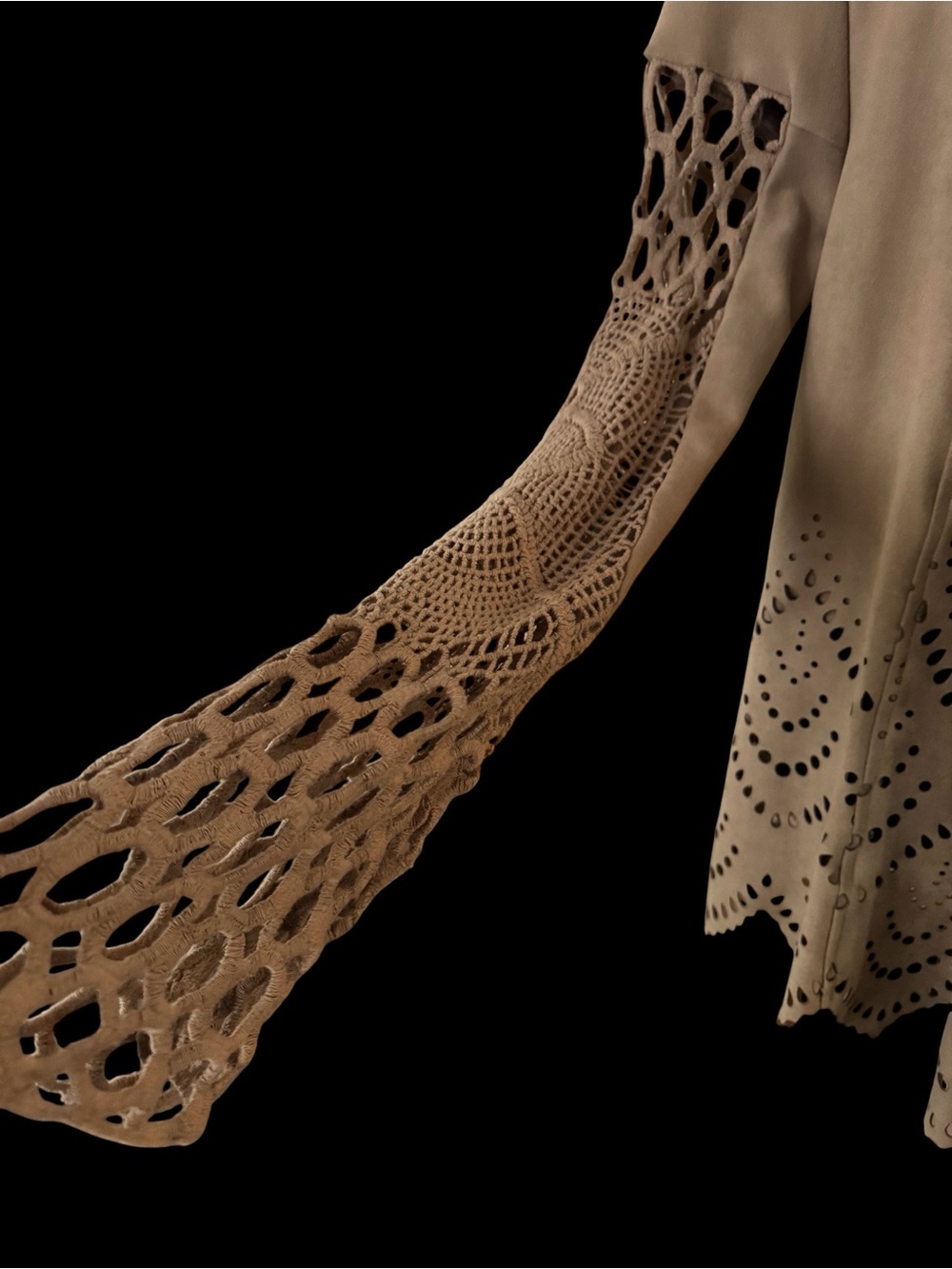 SKY Women’s Small Beige Boho Crochet Lace Open Front Cardigan Jacket - Picture 5 of 7